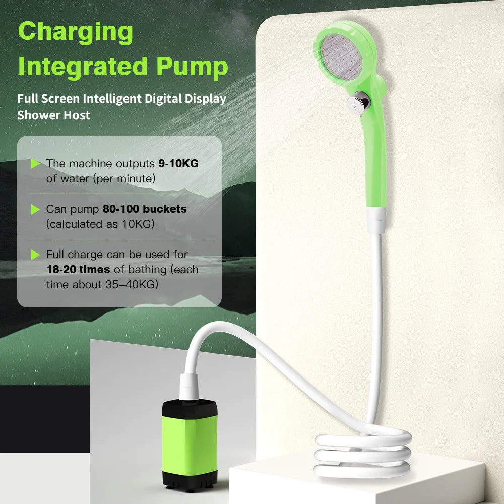 Portable Camping Shower Pump Kit – RV Outdoor Shower with Digital Display & Adjustable Flow